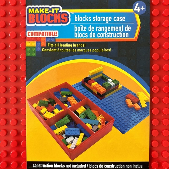 NWT MAKE-IT BLOCKS - Blocks Storage Case - RED Lid and BLUE Container Bottom - Picture 2 of 7